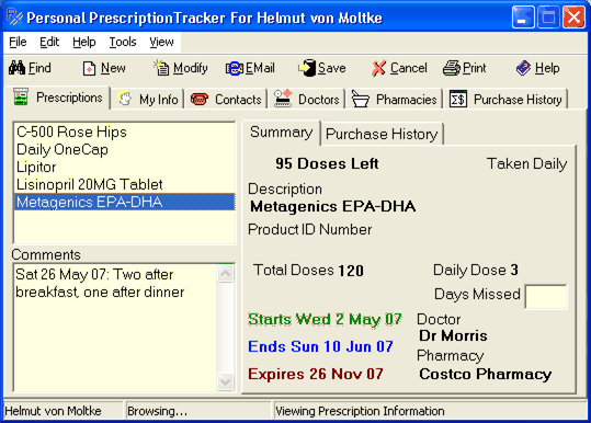 FutureWare PrescriptionTracker Screenshot